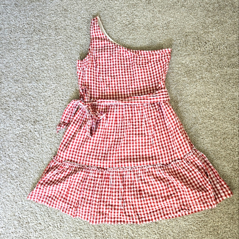 Crown & Ivy Plaid One Shoulder Dress